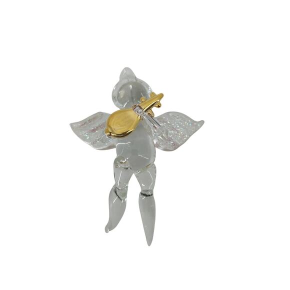 Clear Glass Angel Christmas Ornament Hanging Holiday Wings - Picture 1 of 13